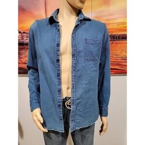 Taylor Stitch Organic Cotton 42/L Indigo Men's Button Up Shirt Chest Pocket #W4